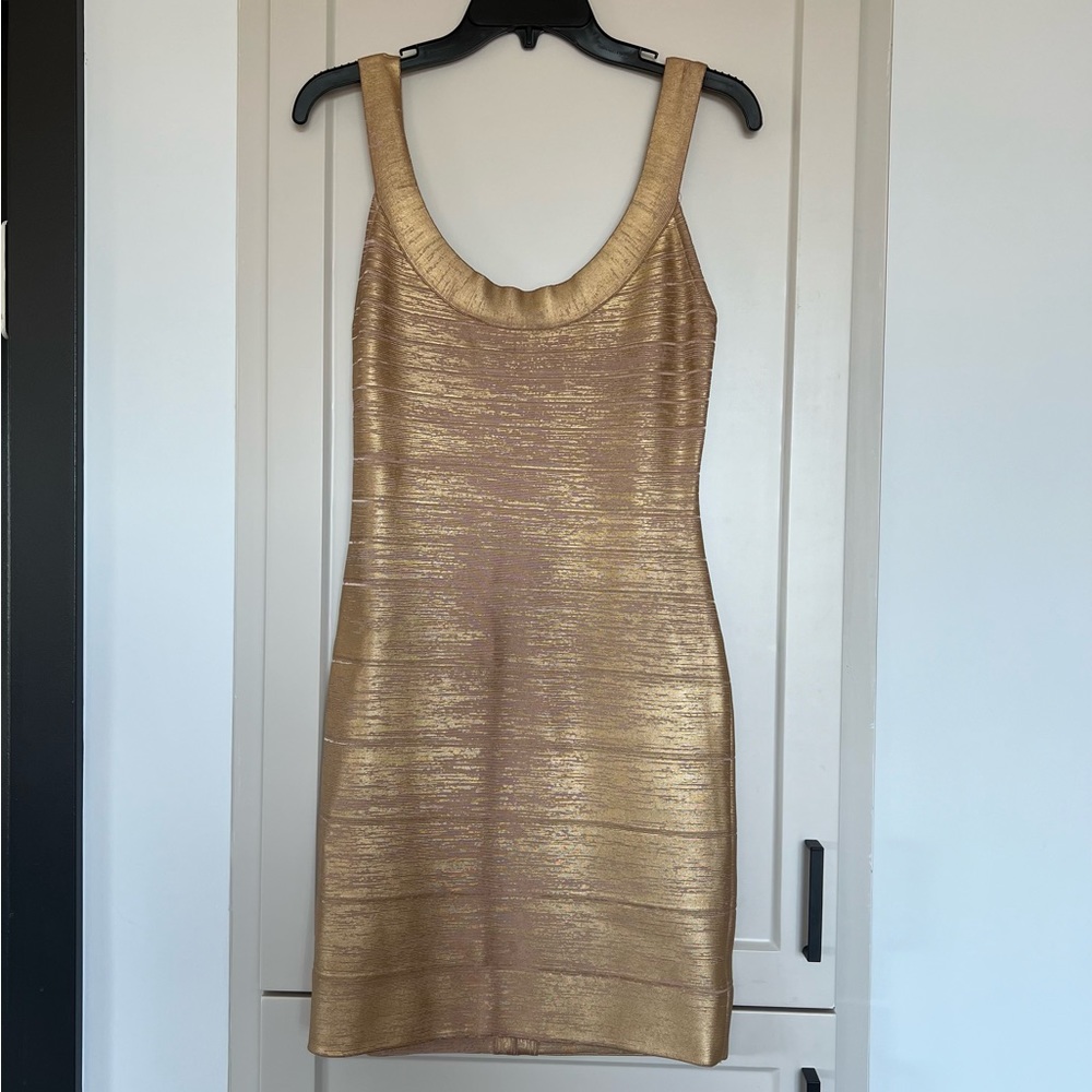 HERVÉ LÉGER
Metallic bandage mini dress GOLD FOIL size S
